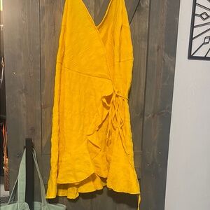 SHEIN Yellow Asymmetrical Sundress with Tie Front